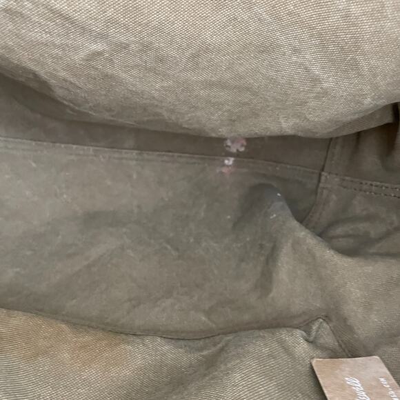 Madewell The Canvas Transport Tote Olive Green Brown Leather Utility School - Picture 4 of 9